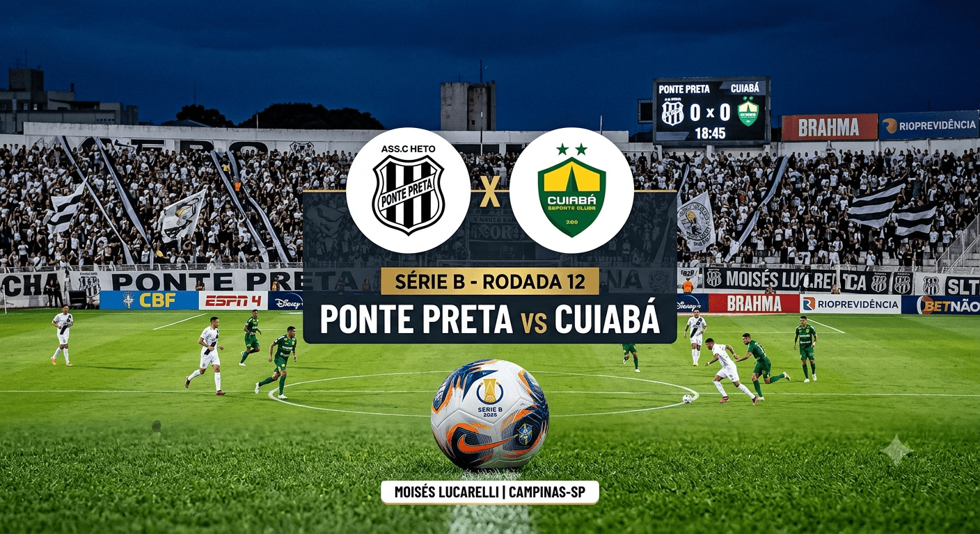 Pressão em Campinas: Ponte Preta x Cuiabá duelam para escapar do perigo na Série B